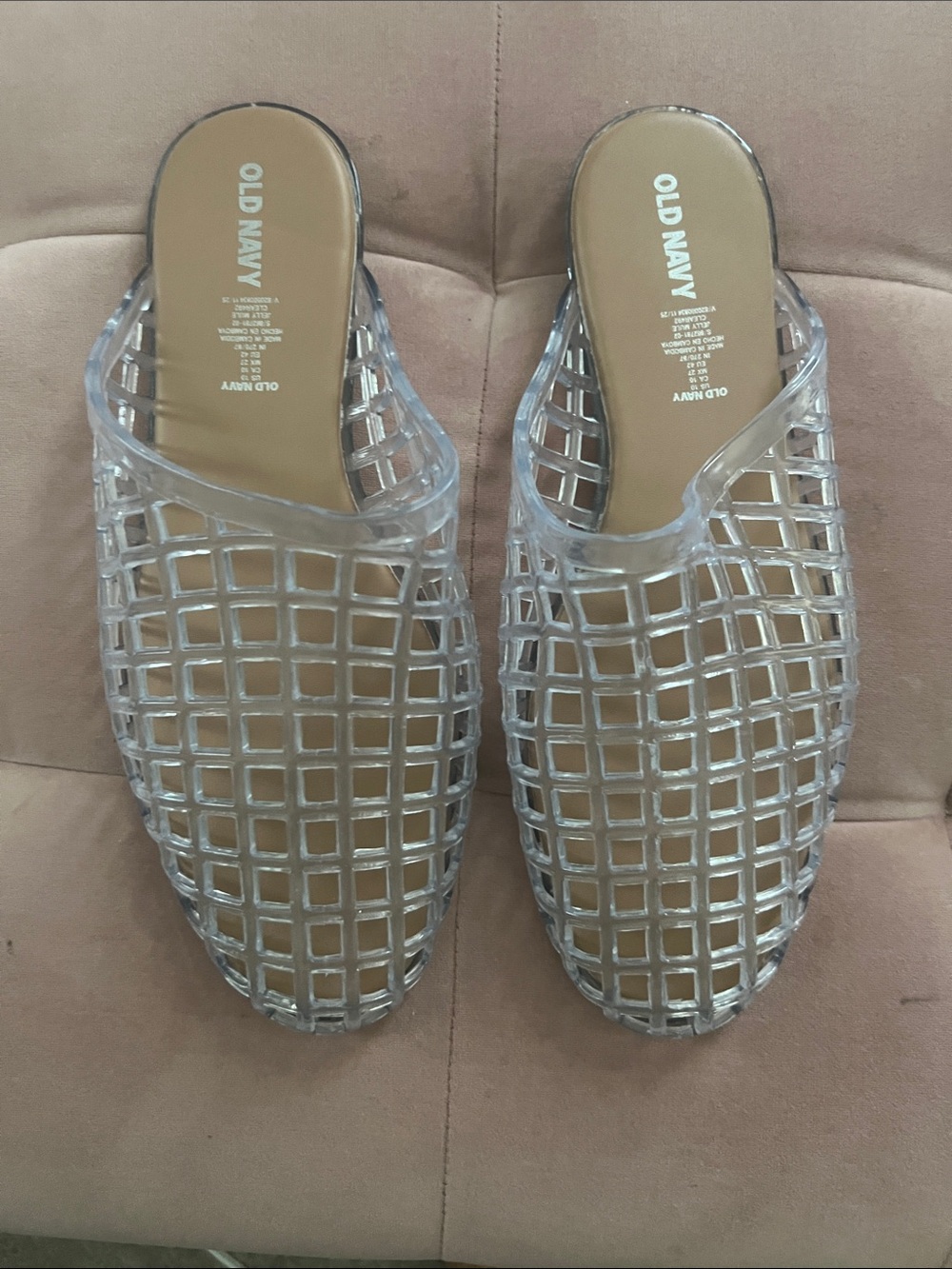Old Navy Clear Grid Mule Slides - Transparent